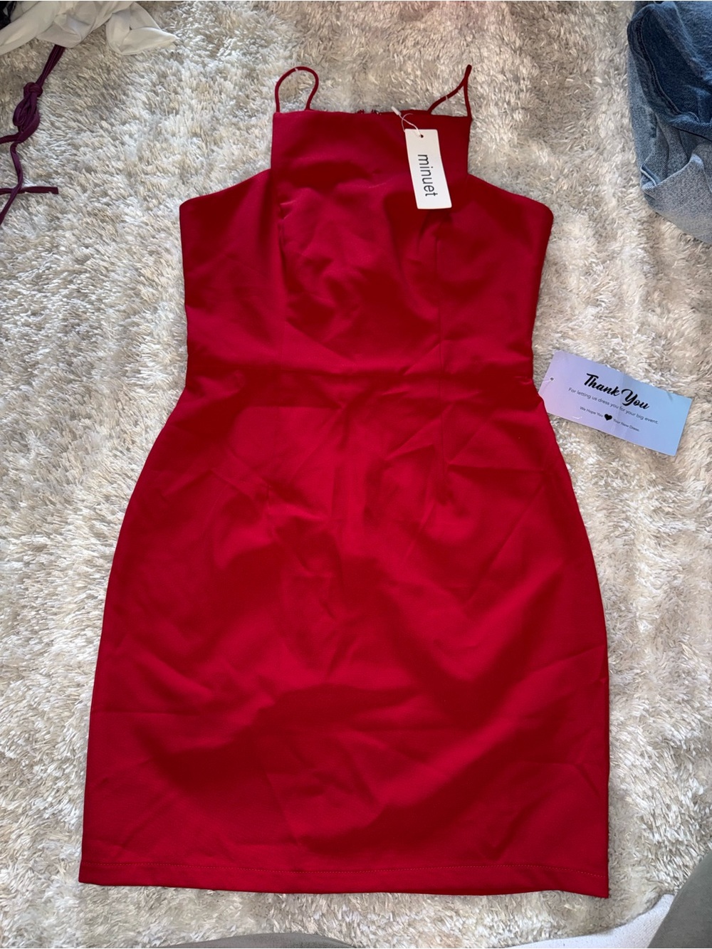 Minuet Petite Red Spaghetti Strap Mini Dress